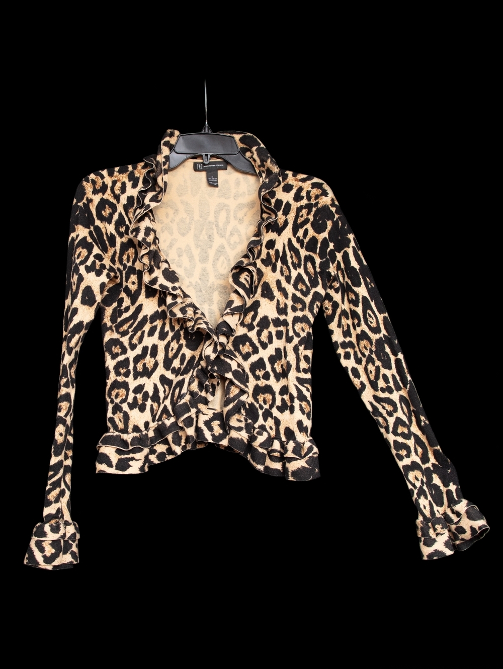 INC International Concepts leopard print wrap style Cardigan M